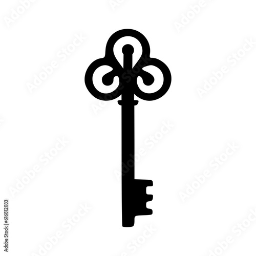 Vintage key icon black outlines vector illustration