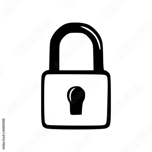 Closed lock icon black outlines vector illustration
