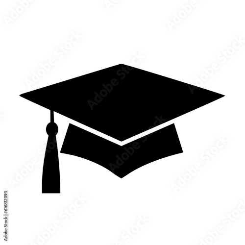 Graduation hat icon black outlines vector illustration