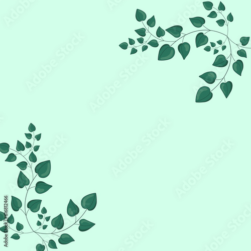 Abstract template with branches, leaves. Application in templates. Banners.