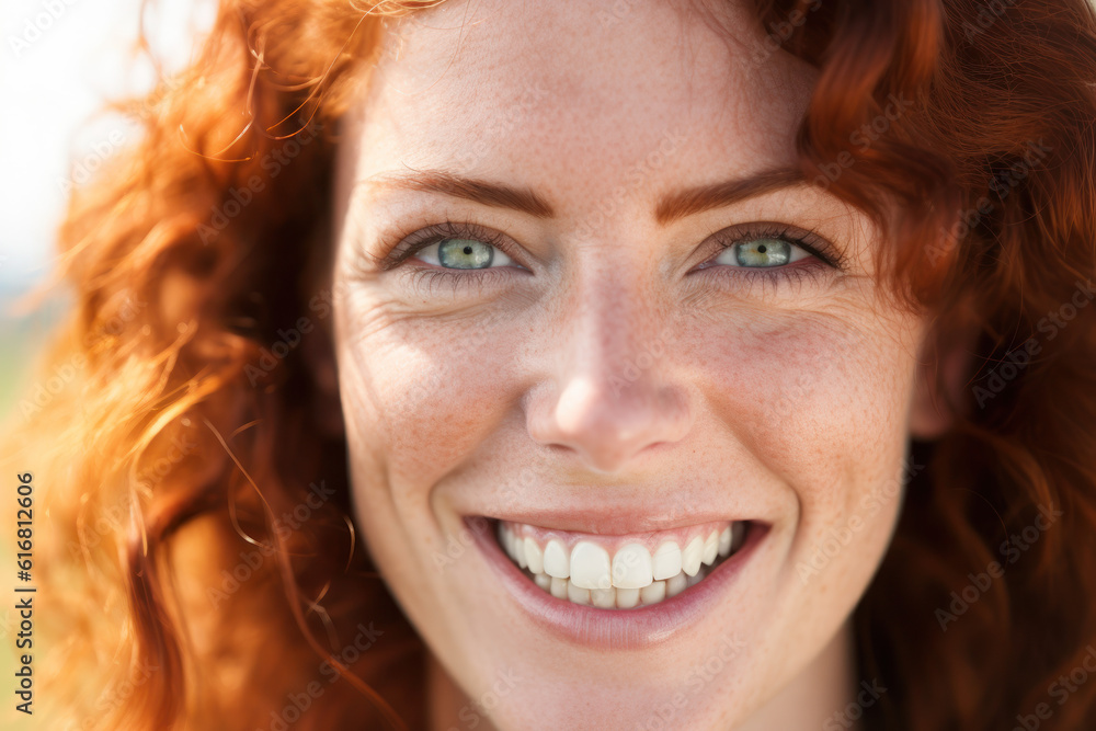 Close-up portrait photography highlighting the radiant smile and natural beauty of a happy individual. Generative AI Close-up portrait photography highlighting the radiant smile and natural beauty of a happy individual. Generative AI