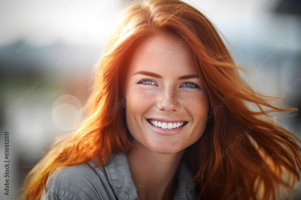 Close-up portrait photography highlighting the radiant smile and natural beauty of a happy individual. Generative AI Close-up portrait photography highlighting the radiant smile and natural beauty of a happy individual. Generative AI