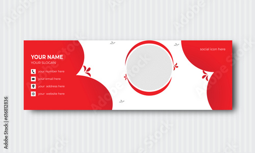 email signature design, red color email design,