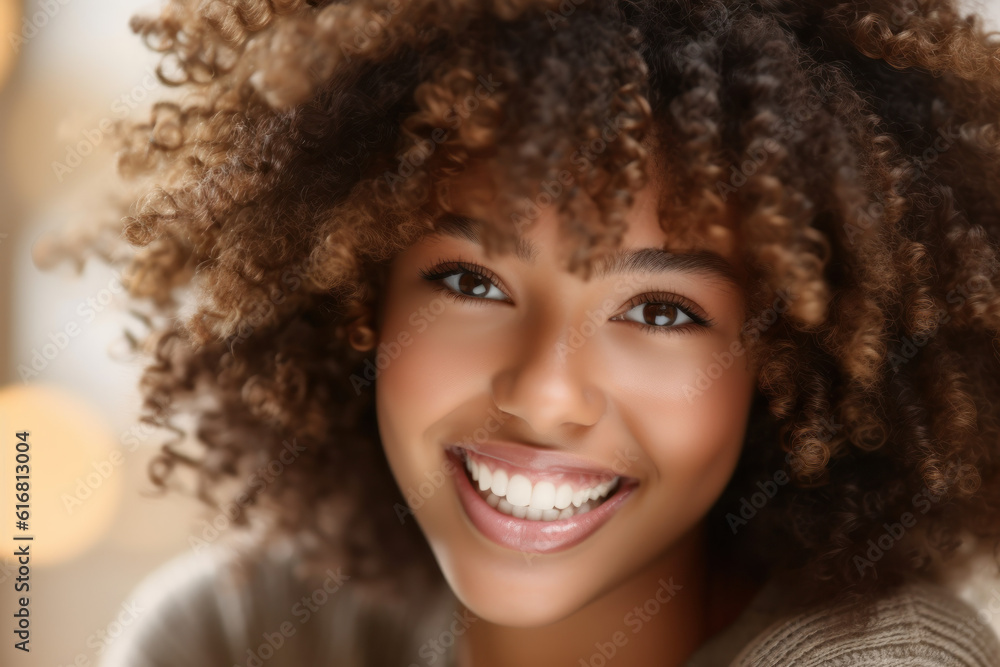 Close-up portrait photography highlighting the radiant smile and natural beauty of a happy individual. Generative AI Close-up portrait photography highlighting the radiant smile and natural beauty of a happy individual. Generative AI