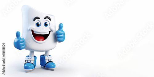 Ice Skater mascot giving thumbs up. Concept of ice skating classes for kids. Empty copy space for text. Generative AI. © s1llu