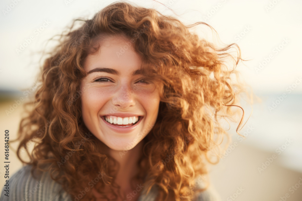 Close-up portrait photography highlighting the radiant smile and natural beauty of a happy individual. Generative AI Close-up portrait photography highlighting the radiant smile and natural beauty of a happy individual. Generative AI