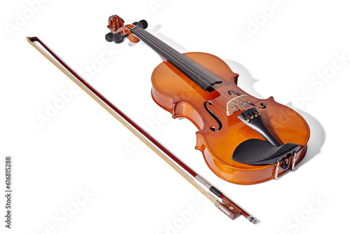 Violin on white background. Classical music instrument