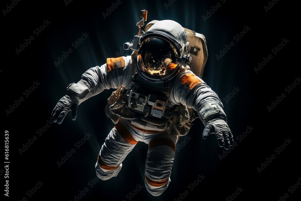 An astronaut against a black background, Generative Ai