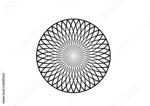 komplexes rotationssymmetzrisches gitter in form einer rosette, modern art
