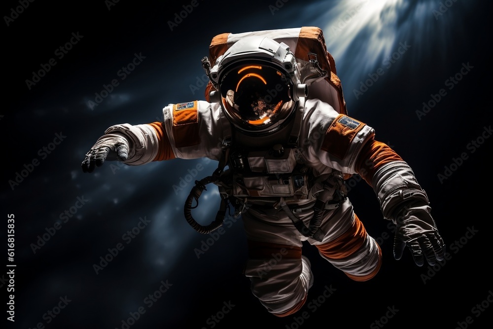 An astronaut against a black background, Generative Ai