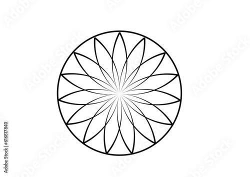 komplexes rotationssymmetzrisches gitter in form einer rosette, modern art