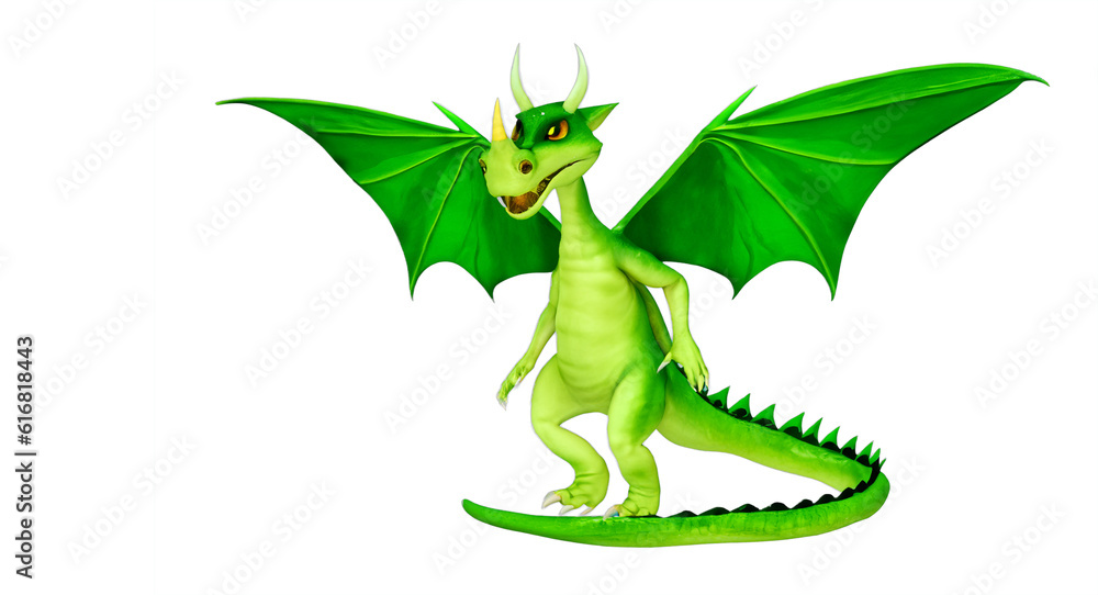 Fototapeta premium cartoon style green dragon in natural background, symbol of 2024 new year created with generative ai technology