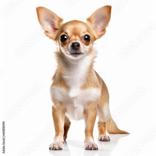 Standing Chihuahua Dog. Isolated on Caucasian, White Background. Generative AI. © bomoge.pl