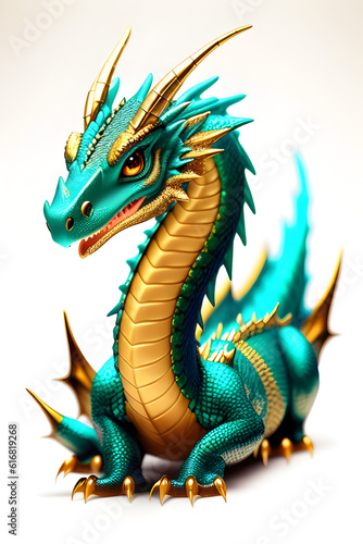 Cute dragon close up, generative ai 