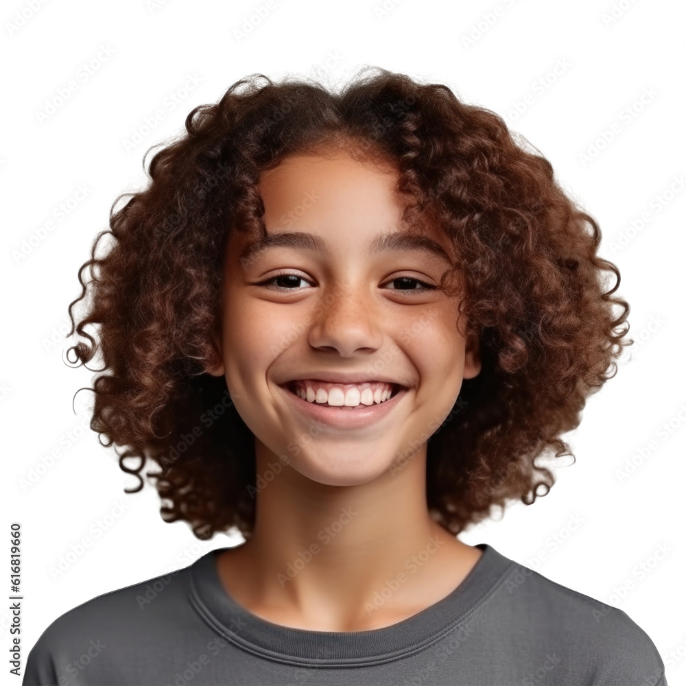 Portrait of smiling young girl for profile picture. Illustration Generative AI. Portrait of smiling young girl for profile picture. Illustration Generative AI.