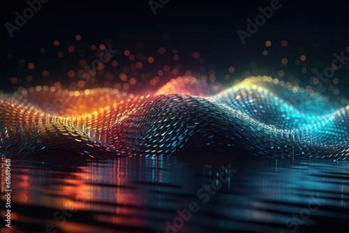 Digital Tech Wave Background - Generative AI © Raphael Monteiro