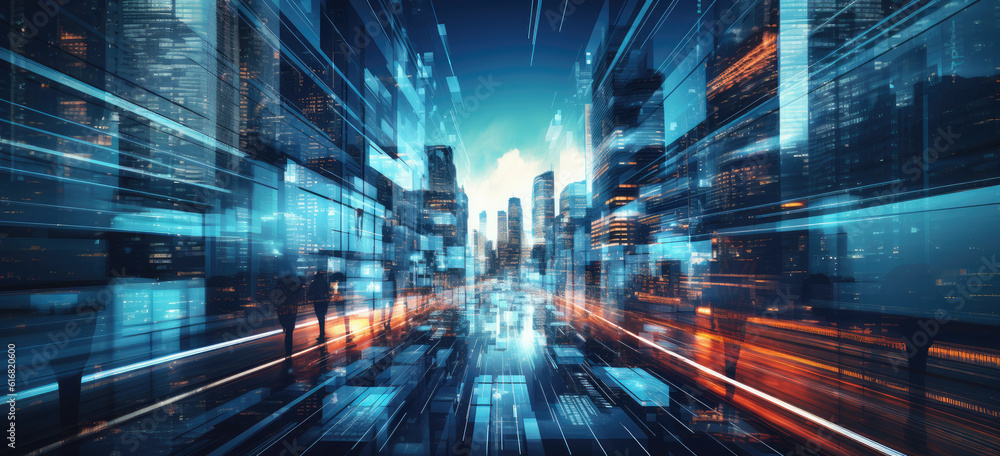 Digital speed way in the city. connecting, facility and real estate, and the people. hand edited generative AI. Digital speed way in the city. connecting, facility and real estate, and the people. hand edited generative AI.