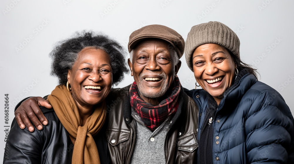 Illustration of Portrait of a group of African American friends smiling at the camera. AI generated Illustration Illustration of Portrait of a group of African American friends smiling at the camera. AI generated Illustration