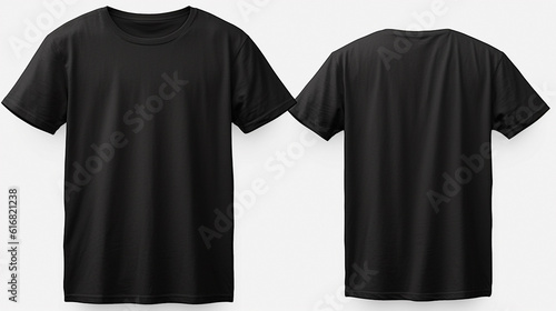 Plain black t-shirt mockup design. front and rear view. isolated on transparent background. Generative AI