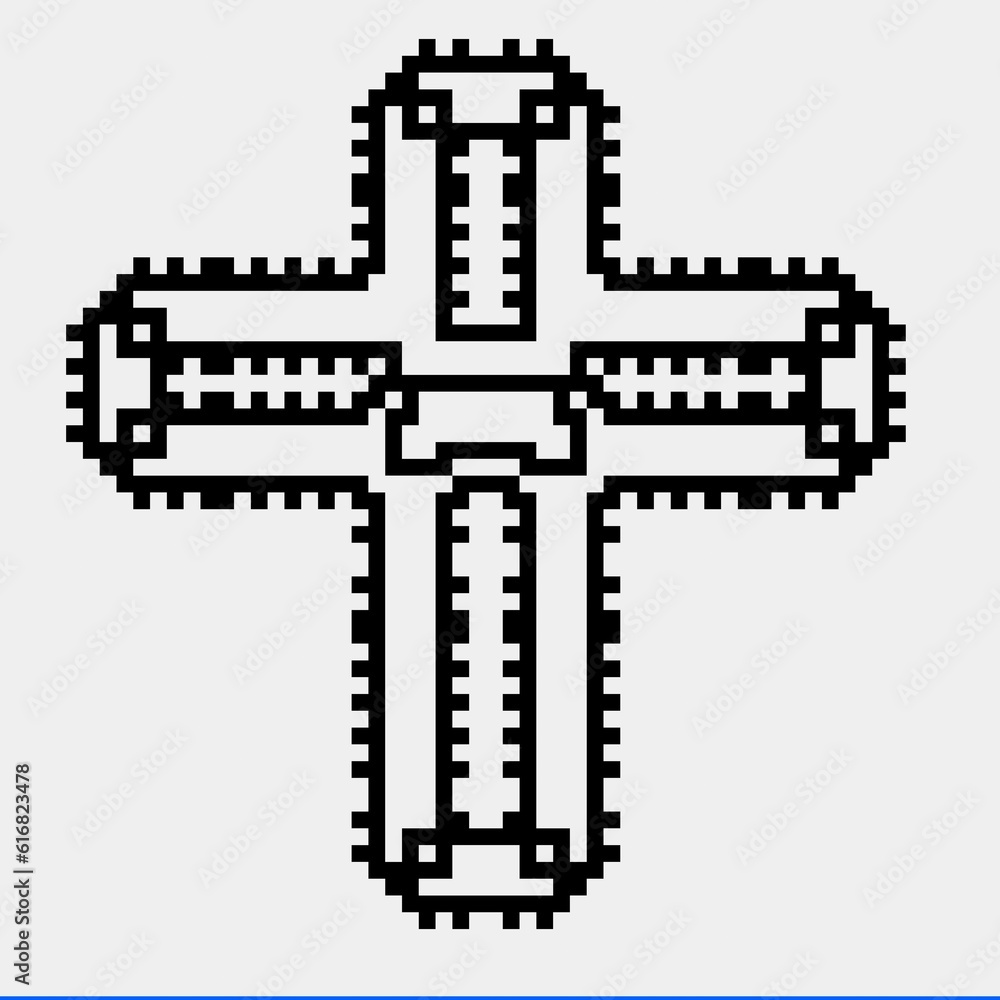 Cross with black and white patterns on a white background. Cross with black and white patterns on a white background.