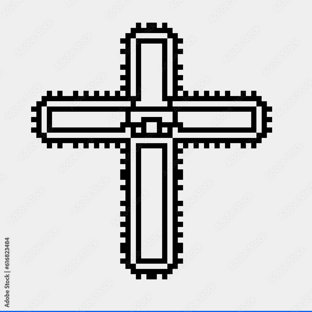 Cross with black and white patterns on a white background. Cross with black and white patterns on a white background.