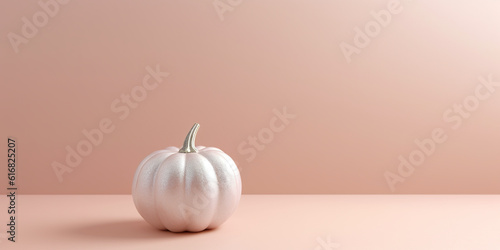 A white pumpkin sitting on top of a table. Generative AI.