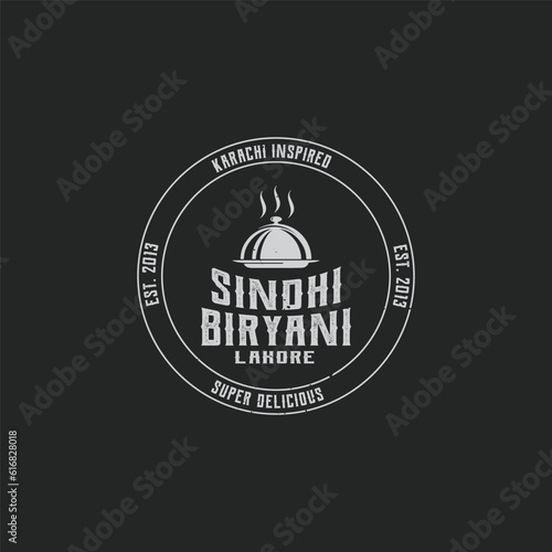 Editable Vintage logo design- Sindhi biryani Vintage logo