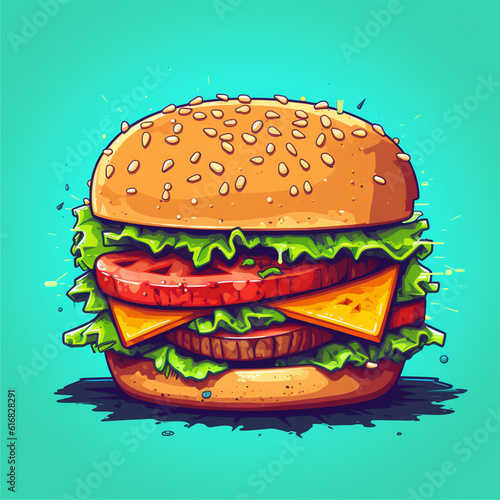 Burger illustration in comic style Generated with AI