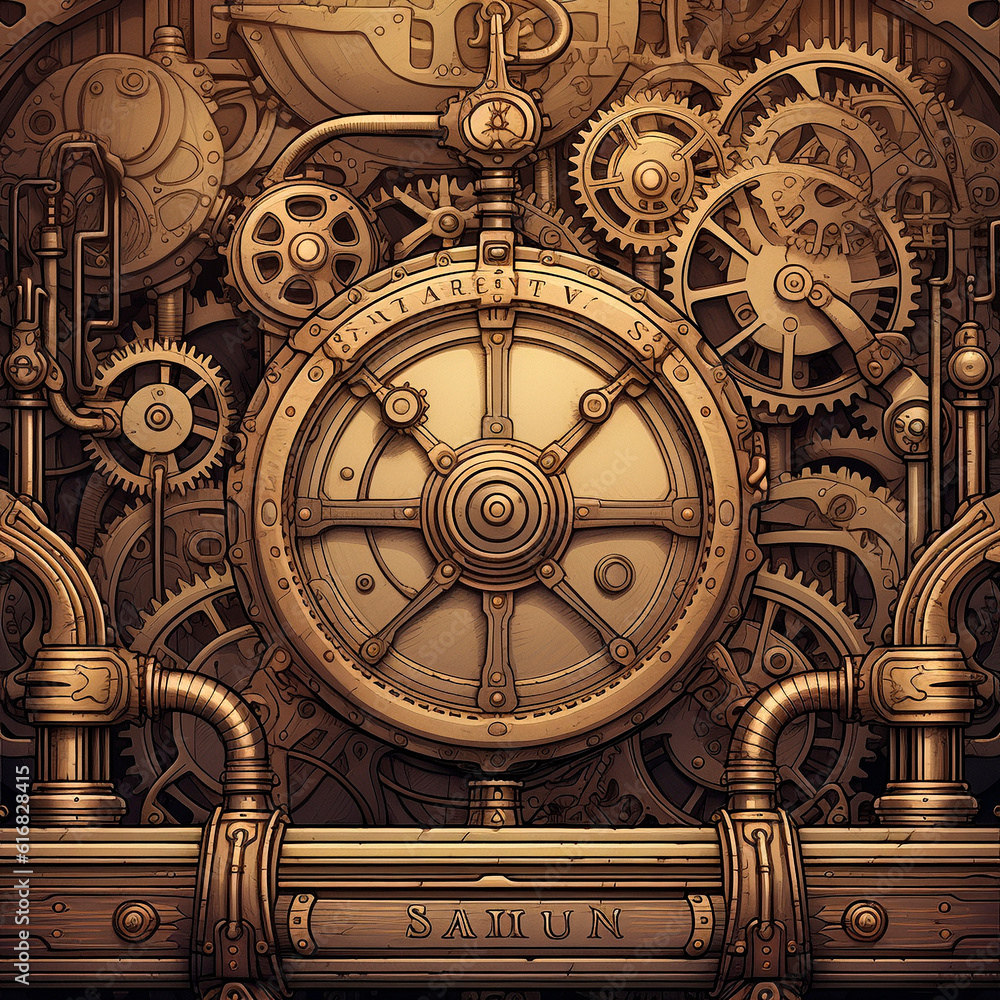 classic background with steampunk-style mechanisms. High quality illustration