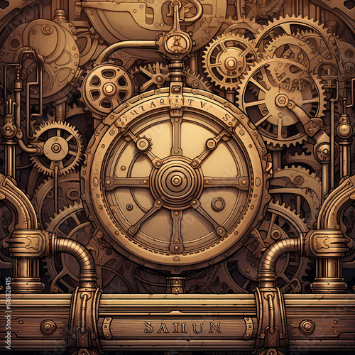 classic background with steampunk-style mechanisms. High quality illustration