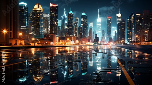 Evening Reflections: Illuminated Skyline of a Metropolitan City © Kelvin
