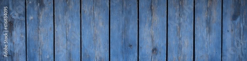 Close-up of an old wooden fence boards with peeling paint. Texture pastel gentle blue background. Perfect for a natural or vintage theme. Rustic hardwood planks. Generative AI 