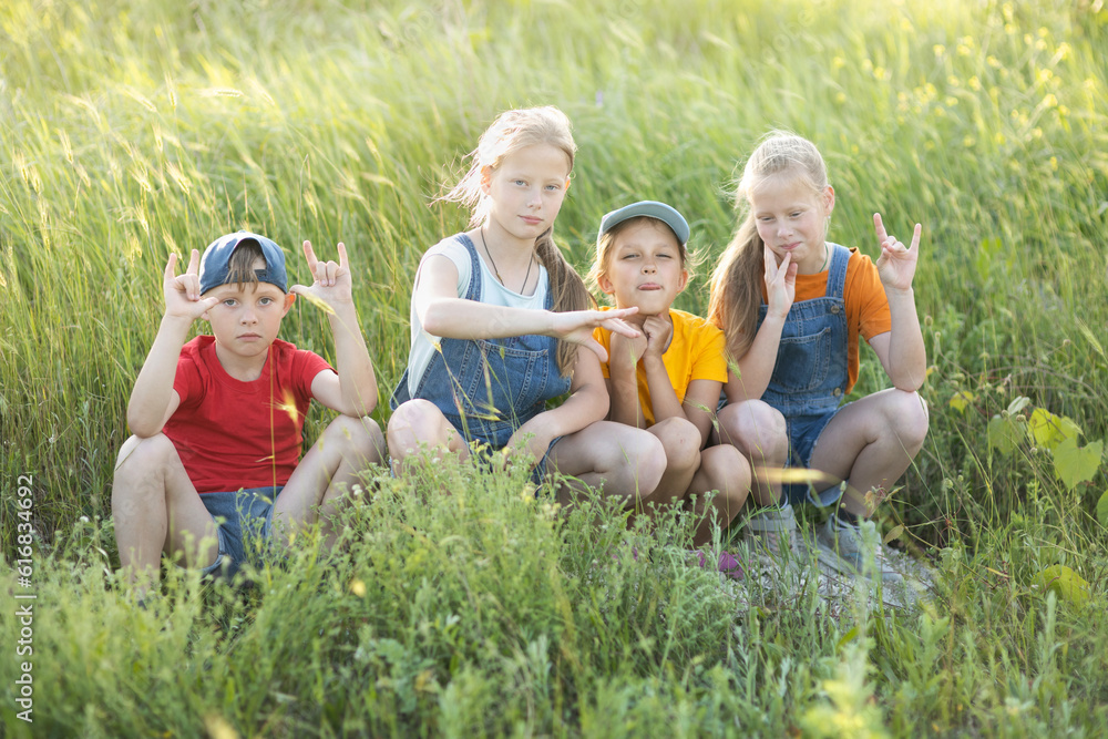 children on a walk in the summer children on a walk in the summer