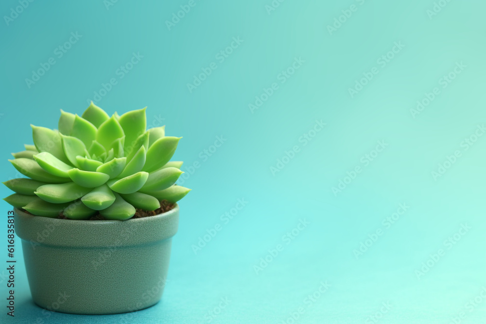 Succulent on green bright background for landing pages, blogs, social media with copy space, Generative AI Succulent on green bright background for landing pages, blogs, social media with copy space, Generative AI