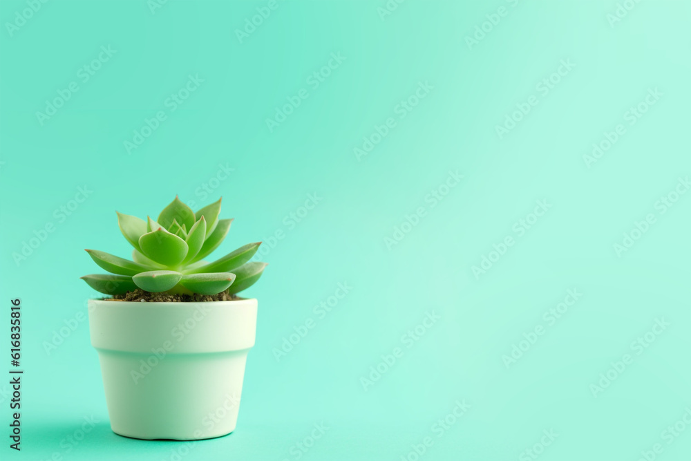Succulent on green bright background for landing pages, blogs, social media with copy space, Generative AI Succulent on green bright background for landing pages, blogs, social media with copy space, Generative AI