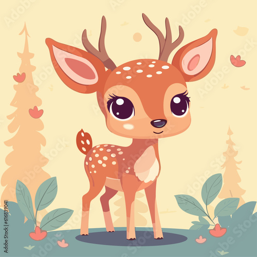 Adorable Cartoon Deer Illustration: Cute Buck, Doe, Fawn for Children's Books, Prints, and More © Zoya Miller
