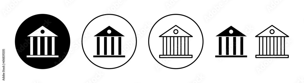 Bank icon set for web and mobile app. Bank sign and symbol, museum, university Bank icon set for web and mobile app. Bank sign and symbol, museum, university