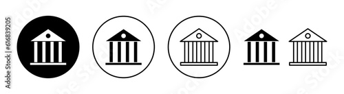 Bank icon set for web and mobile app. Bank sign and symbol, museum, university