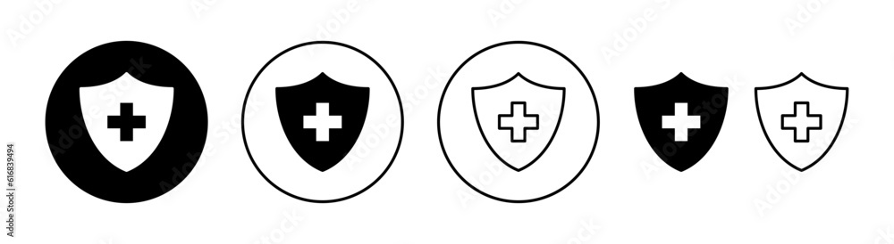 Health insurance icon set for web and mobile app. Insurance document sign and symbol Health insurance icon set for web and mobile app. Insurance document sign and symbol