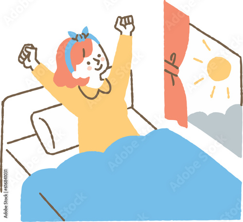 気持ち良く目覚めた女性_色