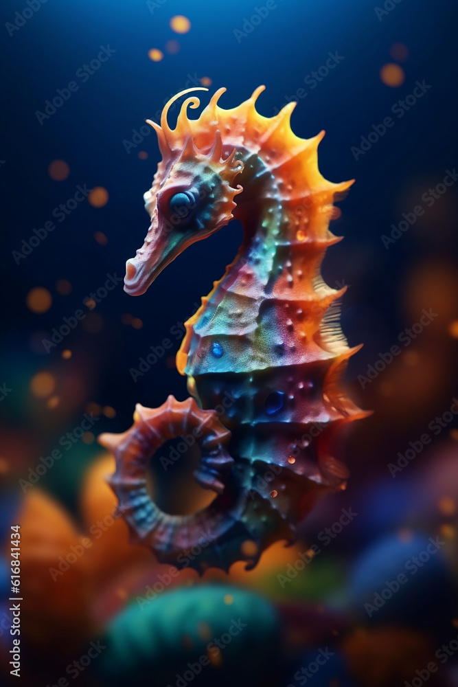 A very colorful seahorse Generative AI