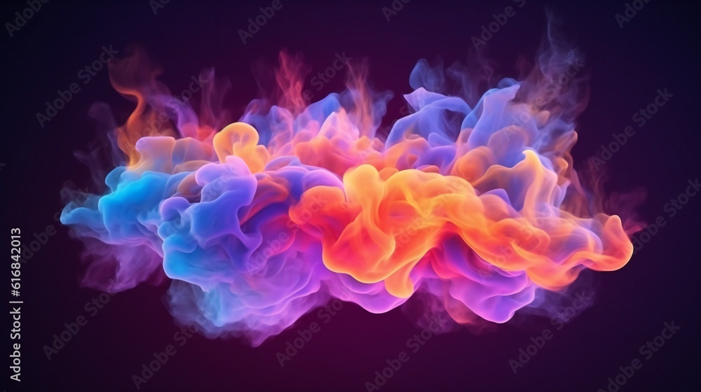 Colorful smoke on a black background creating an abstract effect