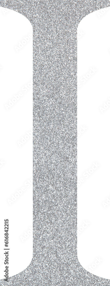Silver glitter font, alphabet letter I Silver glitter font, alphabet letter I
