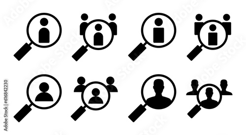 Hiring icon set illustration. Search job vacancy sign and symbol. Human resources concept. Recruitment