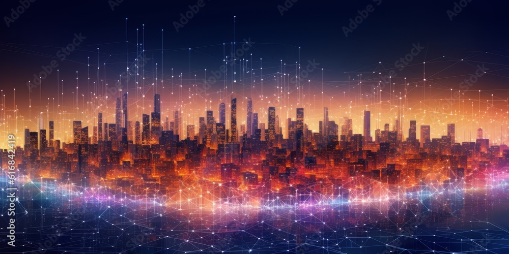 デジタルと都市風景,Generative AI AI画像 デジタルと都市風景,Generative AI AI画像