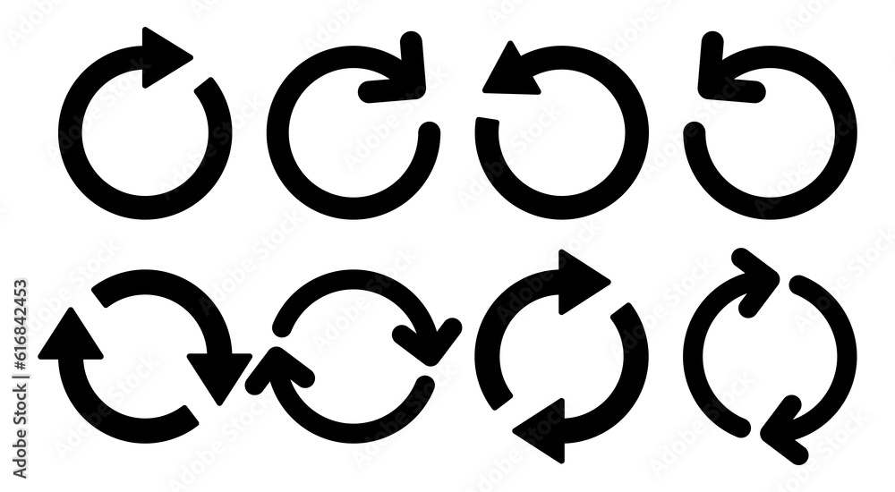 Refresh icon set illustration. Reload sign and symbol. Update icon. Refresh icon set illustration. Reload sign and symbol. Update icon.