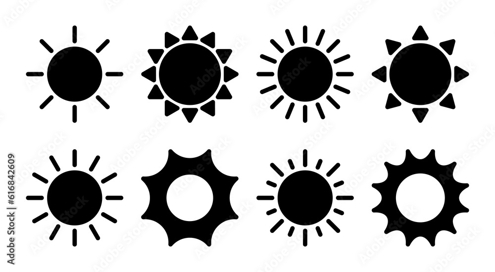 Sun icon set illustration. Brightness sign and symbol. Sun icon set illustration. Brightness sign and symbol.
