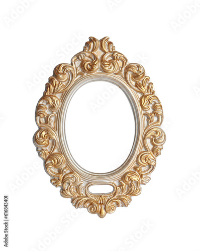 Beautiful golden vintage frame isolated on white