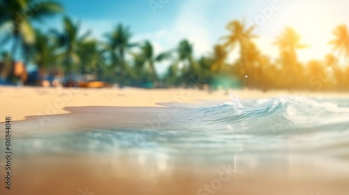 A Tropical Paradise Beach with Palm Trees