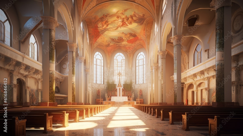 教会内部の風景,Generative AI AI画像